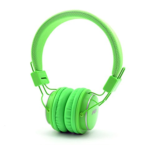 GranVela® Q8 Lightweight Foldable Wireless Bluetooth On-Ear Headphones with Microphone, Micro SD Card Player, FM Radio and 3.5mm Detachable Cable Stereo Headset - Light Green