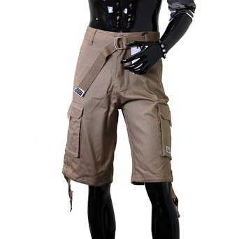 Pro Club Men's Cotton Twill Cargo Shorts with Belt