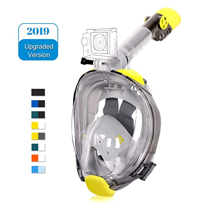 Unigear Snorkel Mask, Full Face Snorkeling Mask Free Breathing Design Anti-fog and Anti-leak Technology with Sport Camera Mount Diving Mask for Adults and Youth