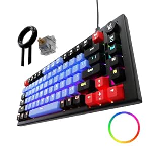 Kreo Hive Anti-ghosting Gaming Keyboard | 75% Tenkeyless Wired Mechanical Keyboard with White LED Backlight Brown Switch & 3 Colour Key Caps | Detachable USB C Cable PB (RGB Backlight, Brown Switch)