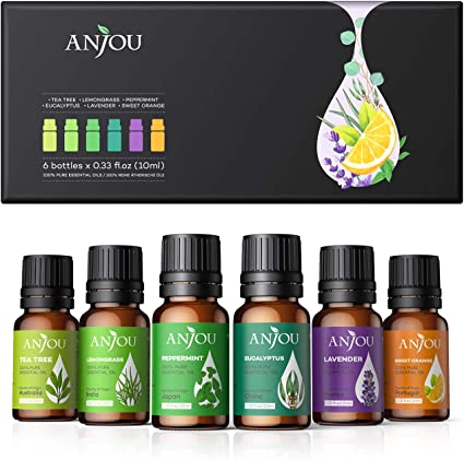 Anjou Oli Essenziali per Diffusori Top 6 Set, Olio Essenziale 6 * 10ml Aromaterapia (dal Rilassante Profumo) di Lavandaadatti per Diffusori, Umidificatori, Massaggio, Versione 2020-6 Profumi