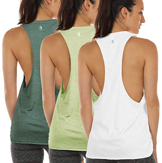 icyzone Workout Tank Tops for Women - Running Muscle Tank Sport Exercise Gym Yoga Tops Running Muscle Tanks(Pack of 3)