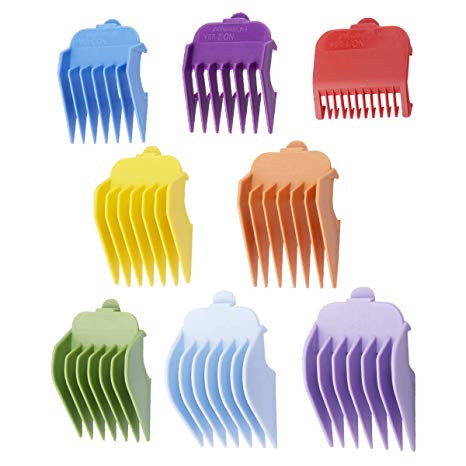 Professional Hair Clippers Guides Combs 8 pack - 1/8” to 1 for Full Size Standard Adjustable Blade -Compatible with Wahl Clippers/Trimmers #3170-400,Colorful