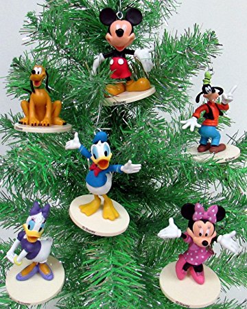 Disney MICKEY MOUSE 6 Piece Ornament Set Featuring Mickey Mouse, Minnie Mouse, Donald Duck, Daisy Duck, Goofy and Pluto, Ornaments Average 2.5" Inches Tall