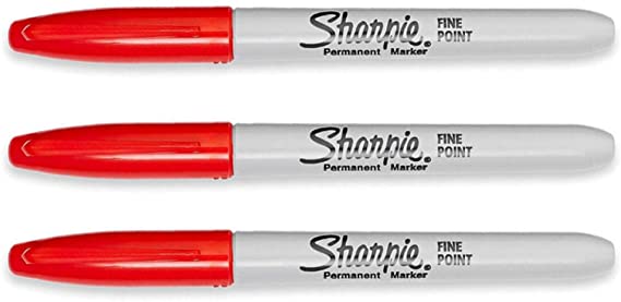 Sharpie Permanent Markers, Fine Point, Red Ink, Pack of 3 (30102)