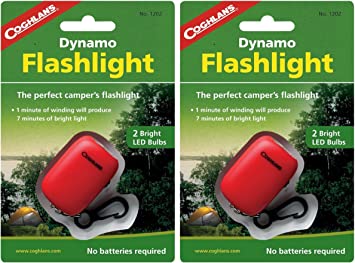 Coghlan's Dynamo Flashlight LED Hand Crank Emergency Light w/Clip (2-Pack)