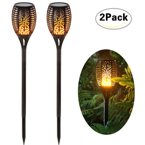 Loryro Solar torch lights Solar Lights Dancing Flames LED Waterproof Wireless Flickering Torches Lantern Outdoor for Garden Patio Yard (2 pack)