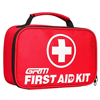 First Aid Kit (130 Pieces), GRM FDA Approved Compact Emergency Survival Kit with Waterproof Bag for Home, School, Office, Car, Travel, Sports, Hiking