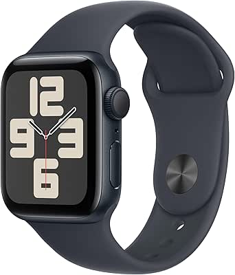 Apple Watch SE (2. Generation) GPS 40 mm Smartwatch mit Aluminiumgehäuse in Mitternacht und Sportarmband in Mitternacht (S/M). Fitness und Schlaftracker, Unfallerkennung, Herzfrequenzmesser