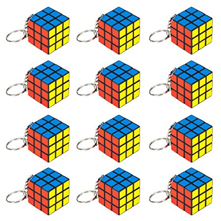 12 Piece Party Pack of Mini 1.25" Puzzle Cube Keychains by Pudgy Pedro's Party Supplies