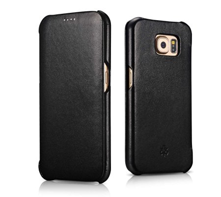 Novada Genuine Leather Flip Case Cover for Samsung Galaxy S6 - Classic Collection - Black