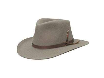 SCALA Classico Men’s Crushable Felt Outback Hat Wide Brim 100% Wool Felt UV Protection