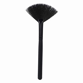 Gsdviyh36 Women Fan Shape Beauty Cosmetic Tool, Artificial Fiber Loose Powder Makeup Brush Makes Your Makeup Easier Black