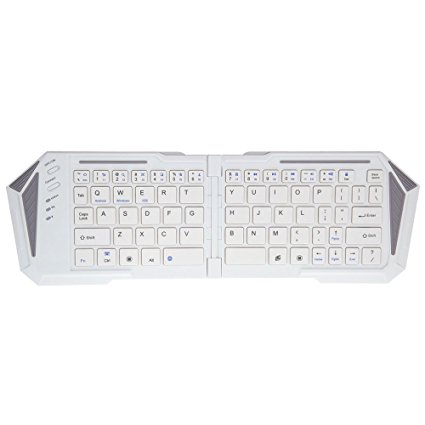 Cooper Cases(TM) FK50 Samsung Galaxy Tab A 8.0 (SM-T350)/A 9.7 (SM-T550) Tablet Folding Bluetooth Keyboard Dock in White (US English QWERTY Keyboard, Mini Travel Stand, Collapsible Design)