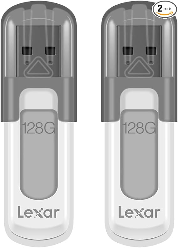 Lexar 128GB JumpDrive V100 USB 3.0 Flash Drive, 2-Pack Gray (LJDV100128G-B2HNU)