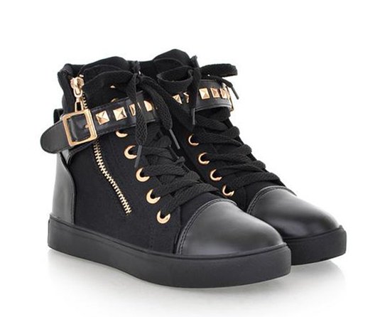 Sfnld Women's Fashion Lace Up High Top Flat Sneakers