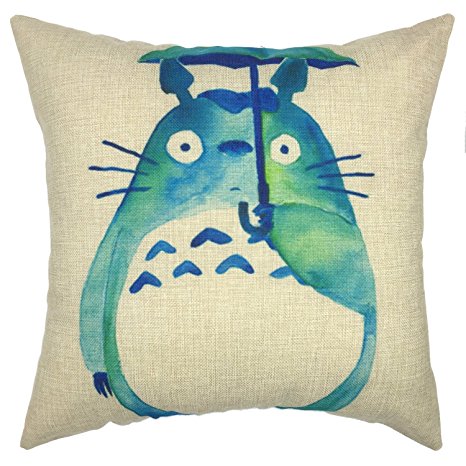 YOUR SMILE-Totoro Cotton Linen Throw Pillow Covers Decorative 18 x 18