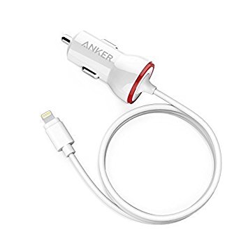 Anker PowerDrive Lightning (12W Car Charger with 3ft Lightning Cable) Apple MFi Certified iPhone Car Charger for iPhone 6 / 6 Plus, iPad Air 2 and More (White)