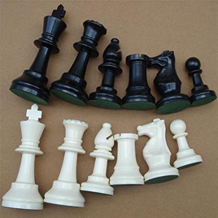 Dilwe Chess Pieces Set, Plastic Portable International Chess Game Complete Chessmen Set Black&White for Adults and Kids