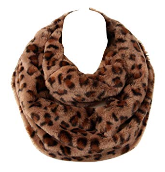 Women's leapord print infinity scarf Warm lightweight Acrylic Cheetah Loop Circle Scarves for Ladies and Girls with gift bag