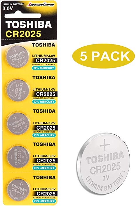 Toshiba CR2025 3V Lithium Coin Cell Battery Pack of 5