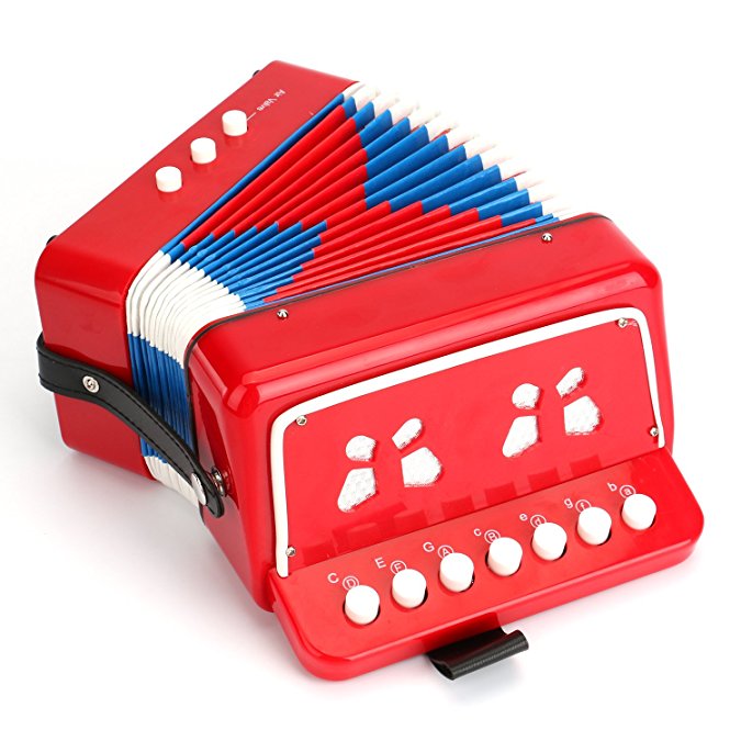Tosnail Kids Piano Percussion Accordion Musical Toy, Red