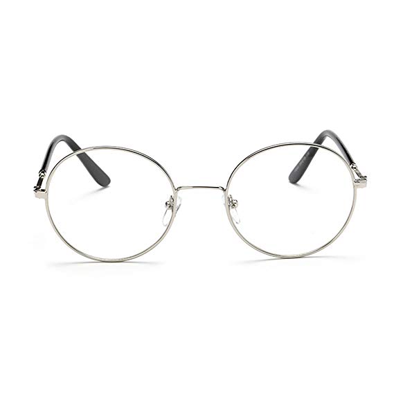M-Egal Classic Unisex Retro Aviator Metal Frame Clear Lens Round Plain Glasses Eyewear Eyes Wear