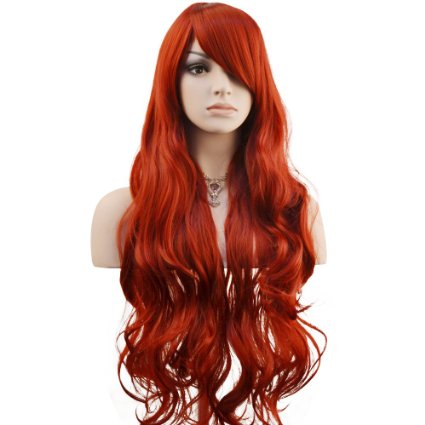 YOPO 32 Wigs Long Curly Wavy Wig Cosplay Costume Parties WigWine Red