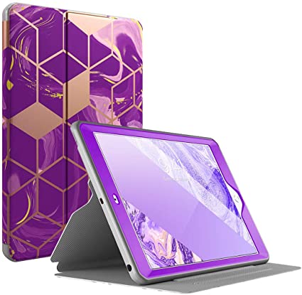 Popshine Marble Series Designed for Apple iPad 10.2 (7th Generation 2019) Case, Full Body Premium Stylish 360 Degree Protective Folio Cover with Built-in Screen Protector, Liquid Marble Purple