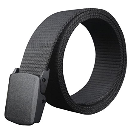 AMA(TM)Mens Canvas Military-Style Web Belt Woven Belt with Flip-Top Automatic Buckle