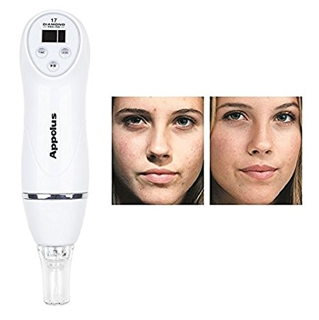 Microdermabrasion Machine- Appolus Diamond Microdermabrasion Device Kit-Comedo Suction-Blackhead Dull Skin Blemishes Remover-Vaccum Extraction Tips Heads-Diamond Peeling