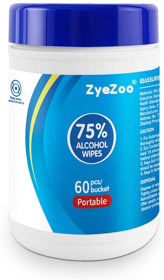ZyeZoo 75% Alc-0h-0l Cleaning Wipes 60 Sheets, Hand Wet Wipes Cotton Pads for Family Office Car(1 Cans), Disposable Wipes for Outdoor Skin Cleaning Care