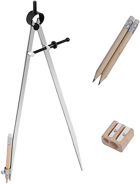 KEILEOHO 12 Inch Professional Precision Woodworking Compass with Pencil Holder with Extra 3 PCS Pencil and 1 Sharpener, Adjustable Locking Wing Divider Scriber for Woodworking, Drawing, Drafting