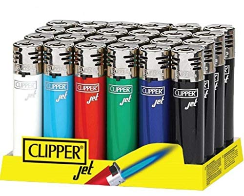 Clipper 4 x Jet Lighters Regular Refillable Wind Resistant Easy Electronic Gas Jet Flamed Assorted colors