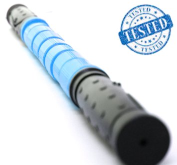 The Muscle Stick - 18" Only Adjustable Handle Massage Roller - Better Than Foam Roller - Best Deep Tissue - Trigger Point Relief Of Myofascial Soreness - No Flex Perfect Pressure - Guaranteed - Blue