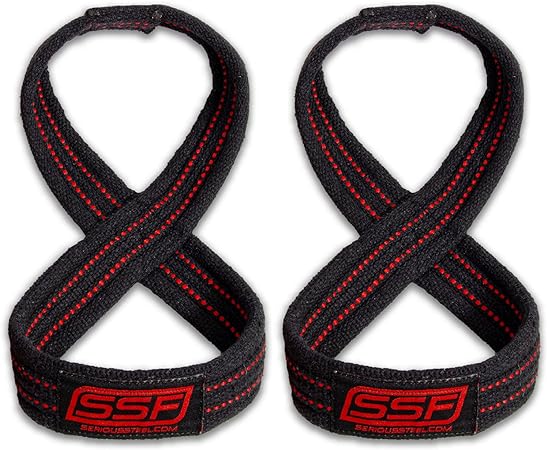 Serious Steel Fitness Figure 8 Straps | Deadlift Straps | Lifting Straps (70CM)