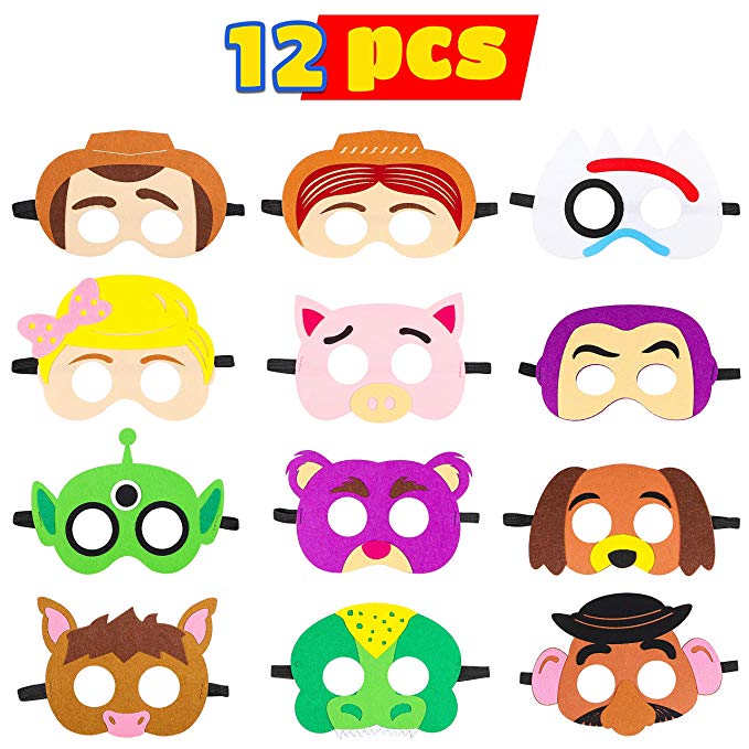 MALLMALL6 Toy 4th Masks Birthday Party Supplies Toys 4th Adventure Party Favors Dress Up Costume Mask Include Woody Buzz Lightyear Bo Peep Bullseye Slinky Dog Jessie Rex for Kids