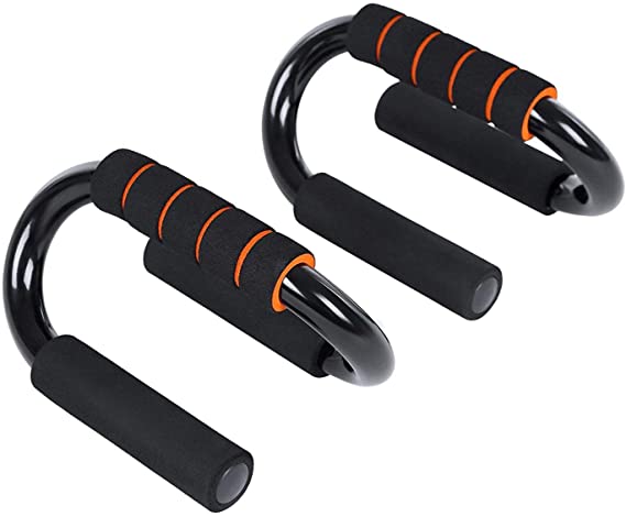 fitnessXzone Soft Grips S Shape Handle Push Sit Up's Bars Fitness Chest Arms Shoulders Muscles Black