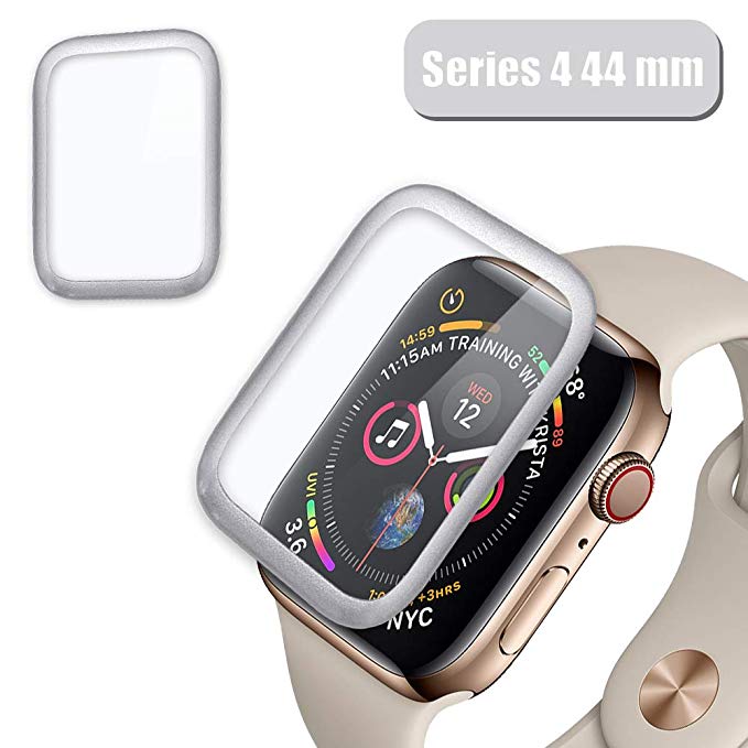 2win2buy Screen Protector 44MM for Apple Watch Series 4,Full Coverage High Defintion Anti-Scratches Anti-Fingerprint 9H Hardness Tempered Glass Screen Protector for iWatch Series 4 44mm (Silver)