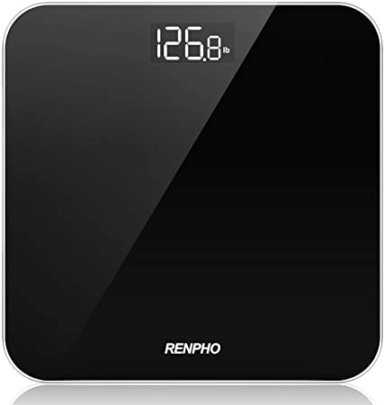 RENPHO Digital Bathroom Scale, Highly Accurate Body Weight Scale with Round Corner Design, Lighted LED Display, 400 lb, Black