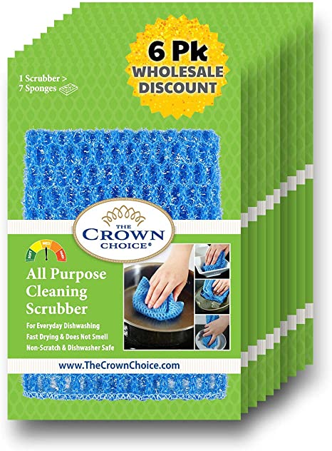 NO ODOR Dish Cloth for All Purpose Dish Washing | No Mildew Smell from Sponges, Scrubbers, Wash Cloths, Rags, Brush | Outlast ANY Kitchen Scrubbing Sponge or Cotton Dishcloth (AP 6PK)