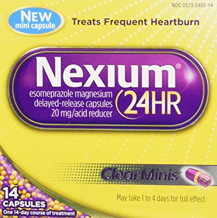 Nexium 24HR ClearMinis Delayed Release Heartburn Relief Capsules, Esomeprazole Magnesium Acid Reducer (20mg, 14 Count)