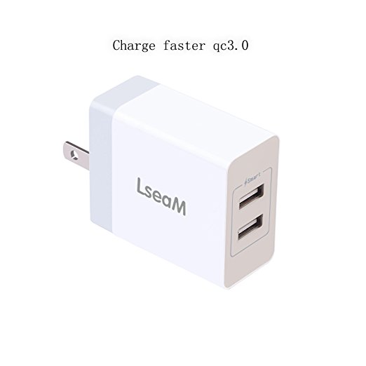 Wall Charger Travel Adaptor LseaM Fast Charge 17W Smart-USB Foldable Plug Power Port 2 Universal Compatibility for Apple iPhone iPad Android Devices Smartphones Tablets and Other USB Devices(White)