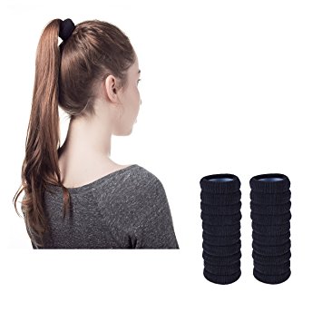 20 Pcs: HBY8482; Seamless Ponytail Holders/Hair Ties for Thick Heavy or Curly Hair. No Slipping Snagging Breaking or Stretching Out.