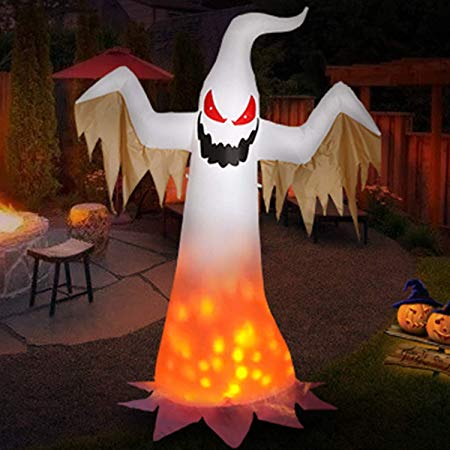 Albrillo 8 Foot Halloween Inflatables Ghost, Blow Up Halloween Decorations with LED Lights, Decor for Yard Party Garden Patio Trick or Treat