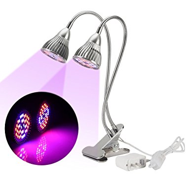 RedSun Double Head LED Plant Grow Light 360 Degree Flexible USB Lamp Growth Lights with Clamp Holder for Indoor Greenhouse Plant (15W)