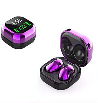 Acuvar Fully Wireless Bluetooth 5.1 Rechargeable IPX4 Waterproof Sweatproof Earbud Headphones with Microphone, Micro USB LCD Clock Charging Case Surround Stereo Bass and Noise Cancelling Calls (Pink)