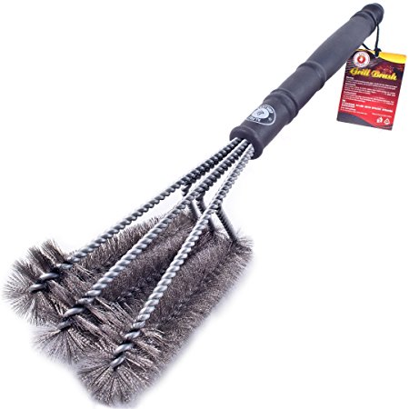 Alpha Grillers 18" Grill Brush. Best BBQ Cleaner. Safe For All Grills. Durable & Effective. Stainless Steel Wire Bristles And Stiff Handle. A Perfect Gift For Barbecue Lovers.
