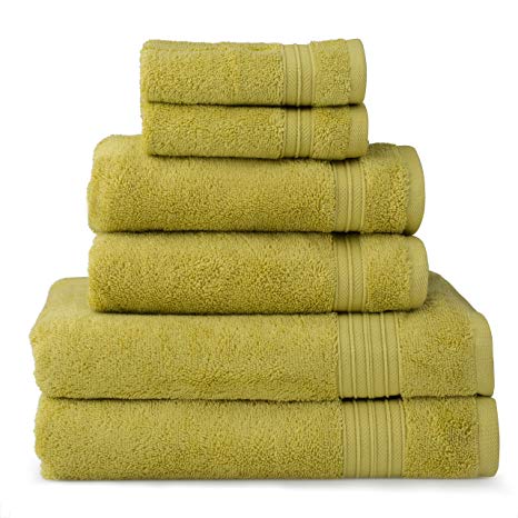 Softesse HygroSoft Fast Drying and Absorbent 100% Cotton 6-piece Towel Set, Linden Ivory Green