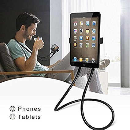 Soobuy Cell Phone Holder, Universal Tablet Holder iPad Stand Phone Holder, Lazy Neck Bracket, 360° Rotating Gooseneck Mounts with Multiple Function